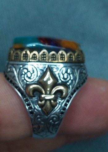 925 Ayar Zorbey Uzay Taşı Gümüş Erkek Yüzük - Görsel 4