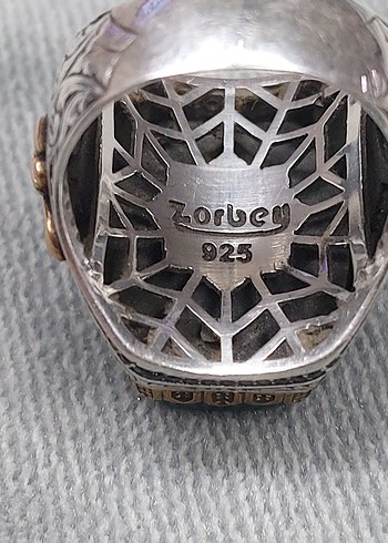 925 Ayar Zorbey Uzay Taşı Gümüş Erkek Yüzük - Görsel 5