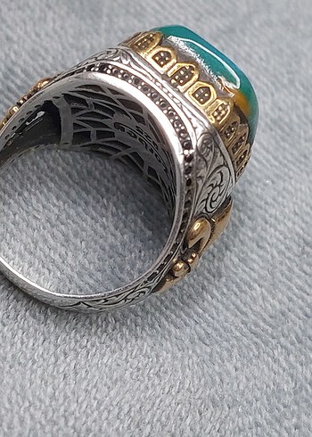 925 Ayar Zorbey Uzay Taşı Gümüş Erkek Yüzük - Görsel 7