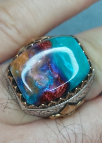 925 Ayar Zorbey Uzay Taşı Gümüş Erkek Yüzük - Görsel 3