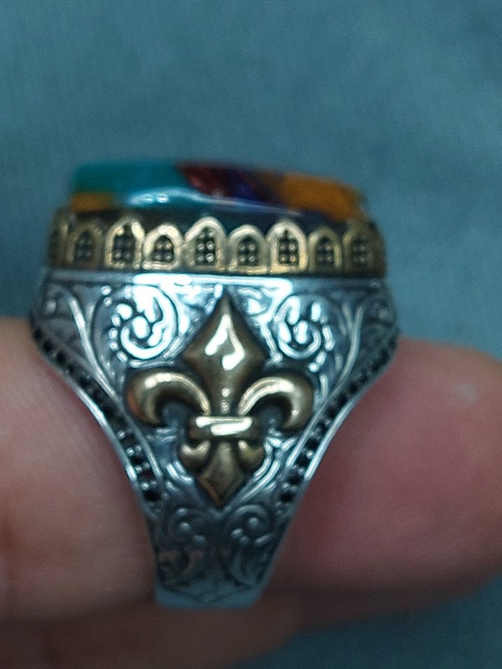 925 Ayar Zorbey Uzay Taşı Gümüş Erkek Yüzük - Görsel 4