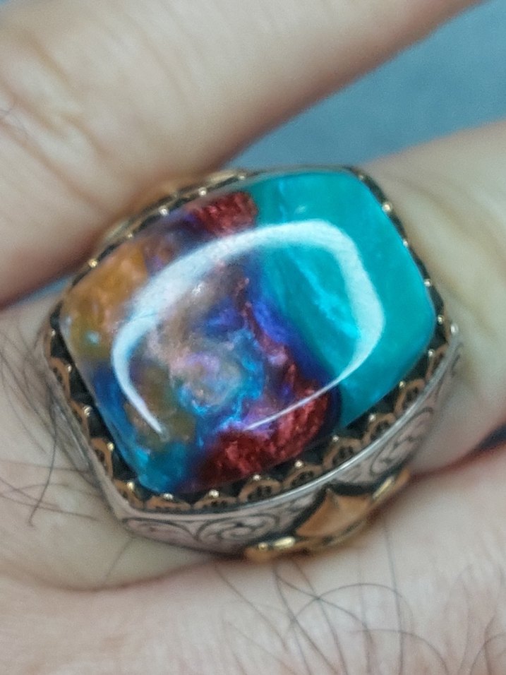 925 Ayar Zorbey Uzay Taşı Gümüş Erkek Yüzük - Görsel 3