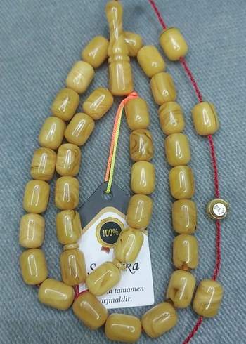 Bohem Tarzı Altın Renk Zar Kehribar Tesbih - Görsel 5