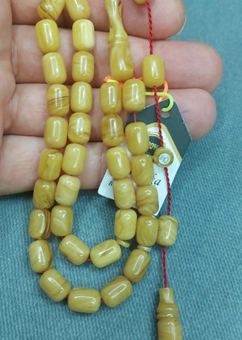 Bohem Tarzı Altın Renk Zar Kehribar Tesbih - Görsel 2