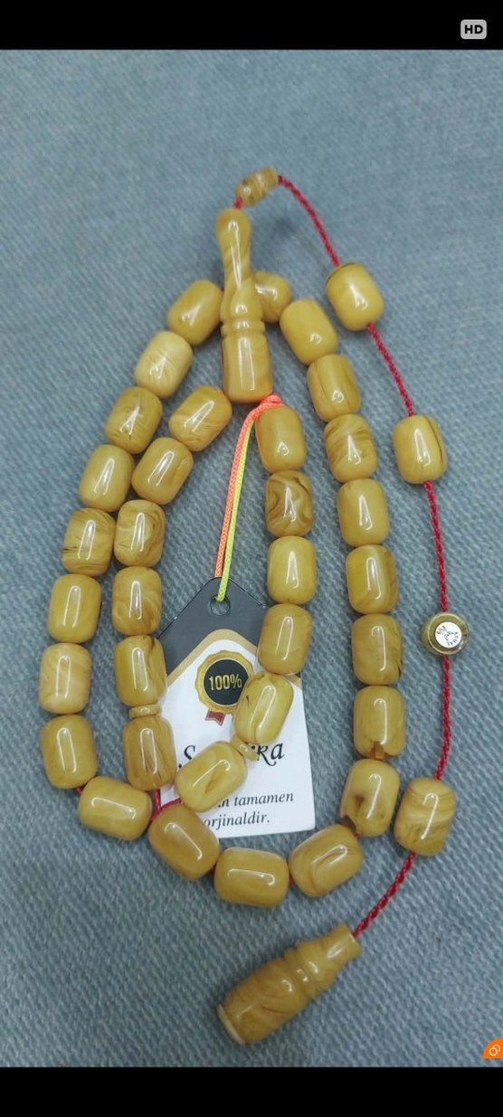 Bohem Tarzı Altın Renk Zar Kehribar Tesbih - Görsel 5