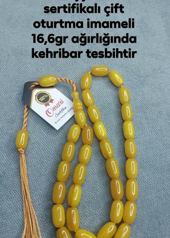 Sari Kehribar Tesbih Hafif Ve Sik
