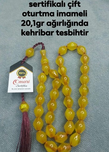 Omari Sari Kehribar Tesbih Siklik Ve İbadet Bir Arada