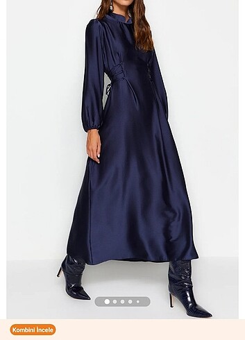 Zara SATEN TESETTÜR ELBİSE