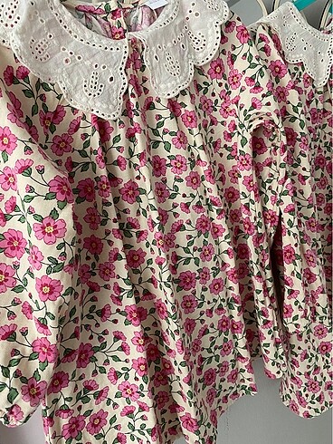 Standart Beden Beden çeşitli Renk Kardeş kombini yakalı 2 li Çiçekli elbise 3 4 yaş 6 7 yaş