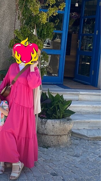 Diğer Pembe fuşya yazlık elbıse