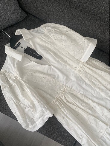 38 Beden beyaz Renk Beyaz fisto gömlek yaka elbise