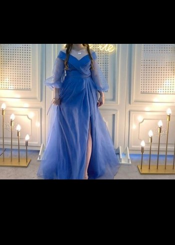 Uzun Mavi Gotik Drape Kadın Abiye - Görsel 2