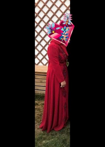 Uzun Kırmızı Bohem Büzgülü Elbise - Görsel 2