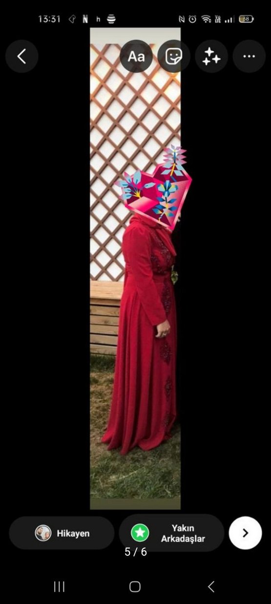 Uzun Kırmızı Bohem Büzgülü Elbise - Görsel 2