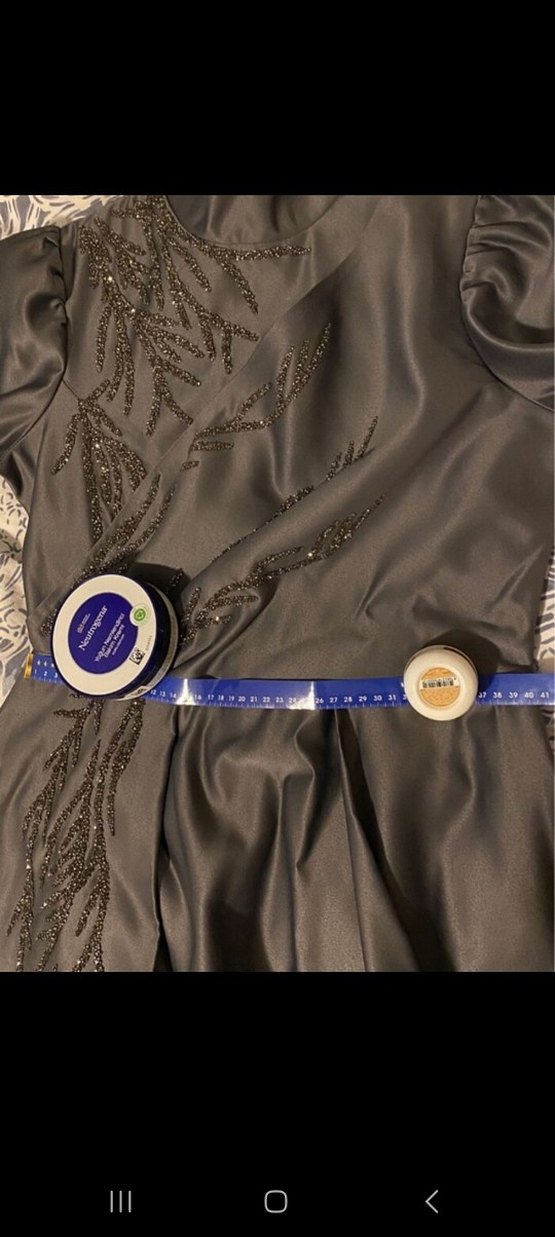 Drapeli Gri Uzun Abiye Elbise - Görsel 4