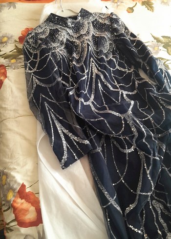 Uzun Kol Siyah Abiye Elbise - Görsel 3