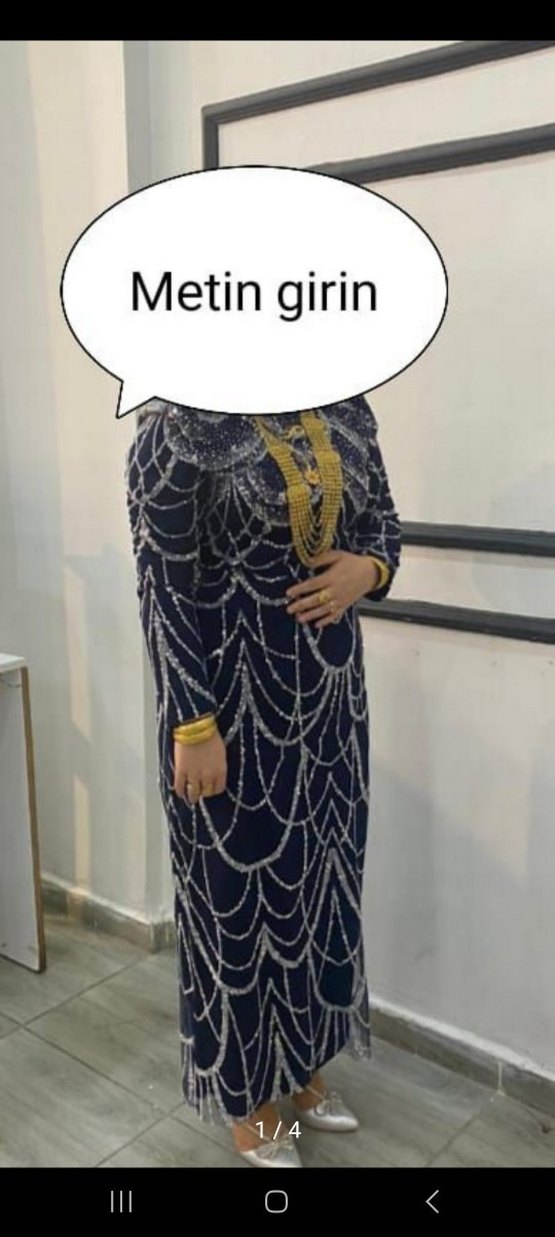 Uzun Kol Siyah Abiye Elbise - Görsel 2