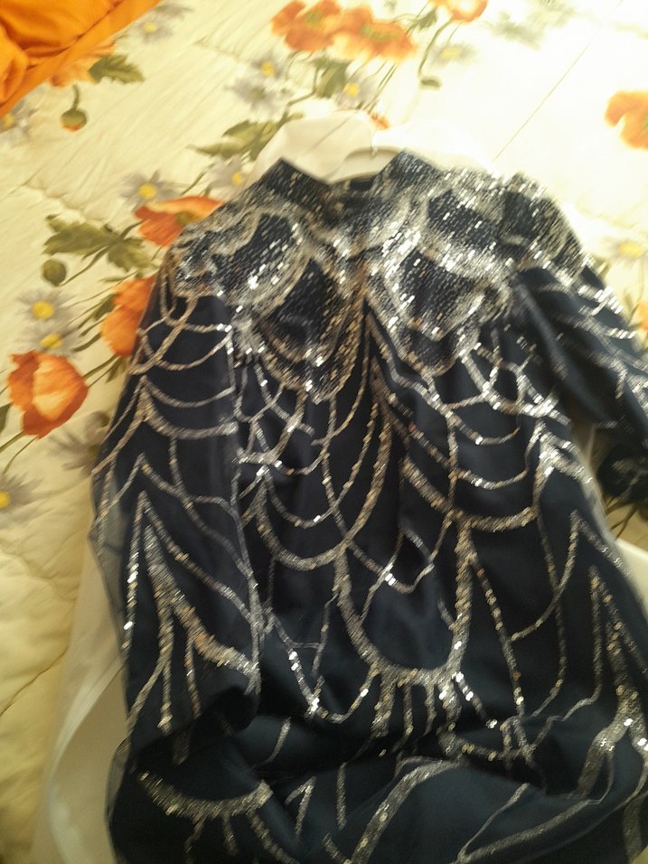 Uzun Kol Siyah Abiye Elbise - Görsel 5