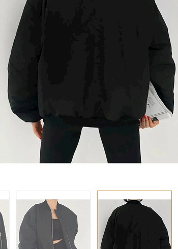 Siyah Fermuarlı Bomber Kolej Ceket - Görsel 3