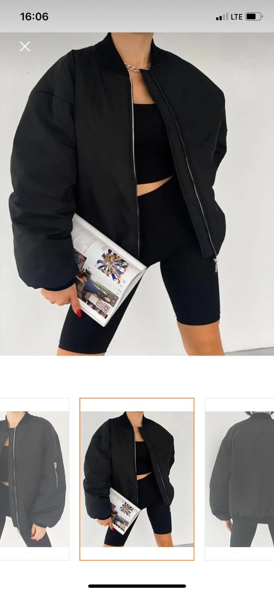 Siyah Fermuarlı Bomber Kolej Ceket - Görsel 2