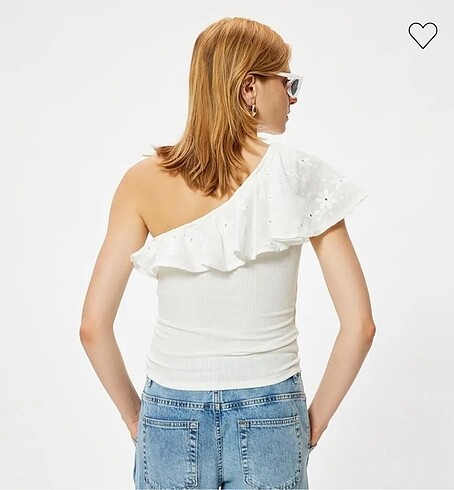 Koton Beyaz Fisto Detaylı Tek Kol Bluz - Görsel 5