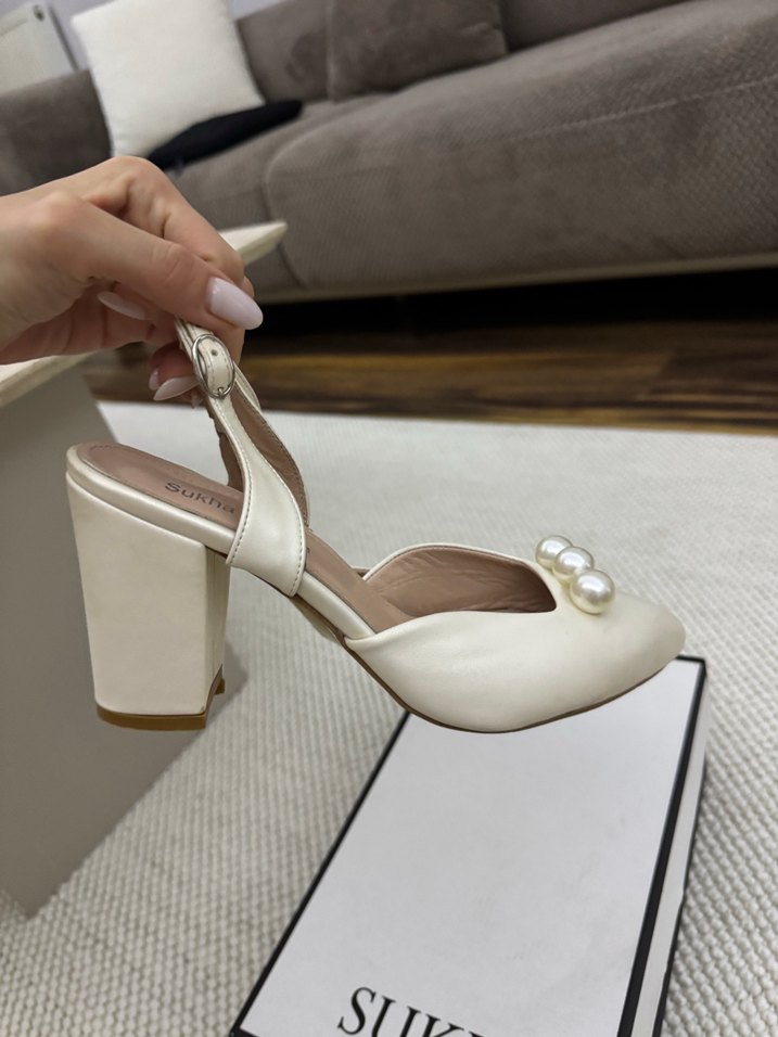 Sukha Design Hakiki Deri İncili Gelin Ayakkabısı - Görsel 3