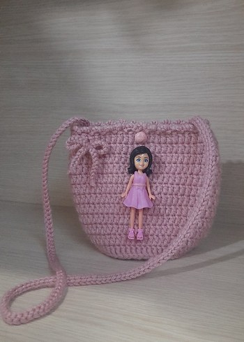 Pembe Örgü çocuk Çapraz Çanta