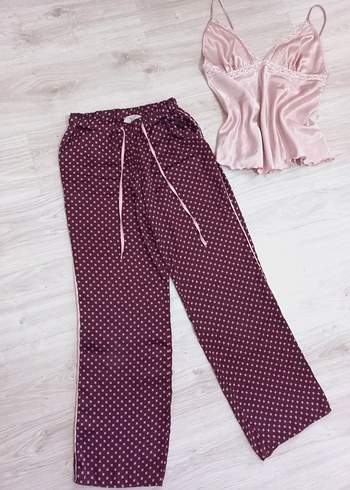 m Beden SUWEN SATEN MÜRDÜM PUDRA PEMBE GECELİK PİJAMA TAKIMI