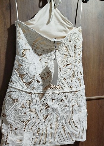 Beyaz Bohem Mini Gelinlik - Görsel 2