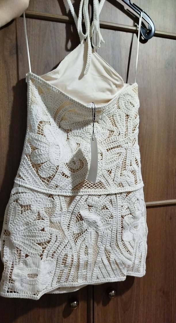 Beyaz Bohem Mini Gelinlik - Görsel 2