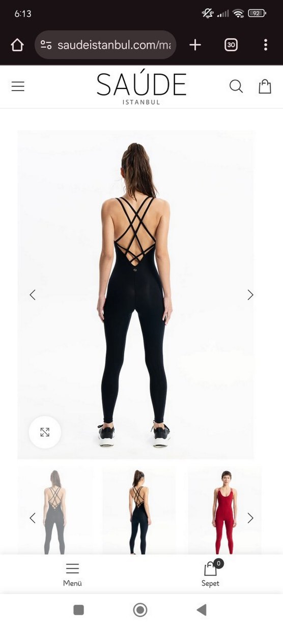 Siyah Kadın Spor Tulum - İnce Askılı, Midi Boy - Görsel 2