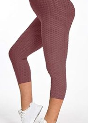 Bordo Kadın Örgü Spor Tayt - Görsel 2