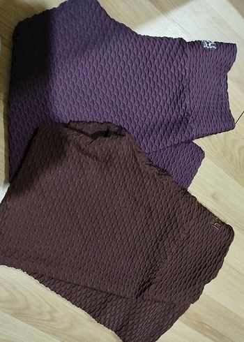 Bordo Kadın Örgü Spor Tayt - Görsel 3