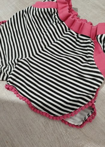 Pembe Fırfırlı Zebra Desenli Bebek Kız Tulum