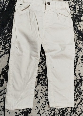 Erkek Çocuk Beyaz Regular Fit Pamuk Pantolon