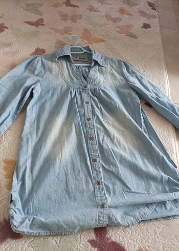 Diğer Mavi Dugmeli Denim Kadin Gomlek