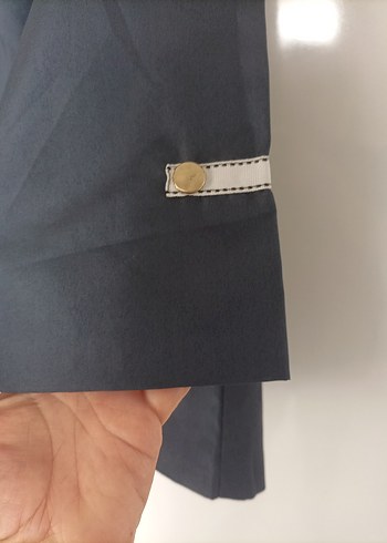 Düğmeli Gri Midi Kadın Ceket yağmurluk - Görsel 8