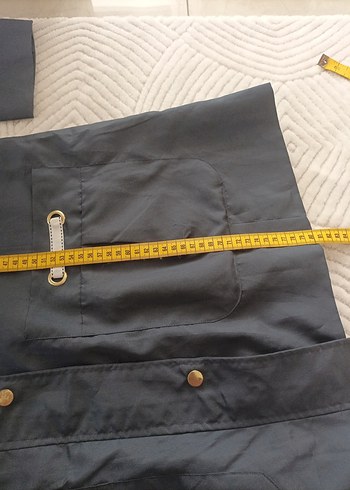 Düğmeli Gri Midi Kadın Ceket yağmurluk - Görsel 3