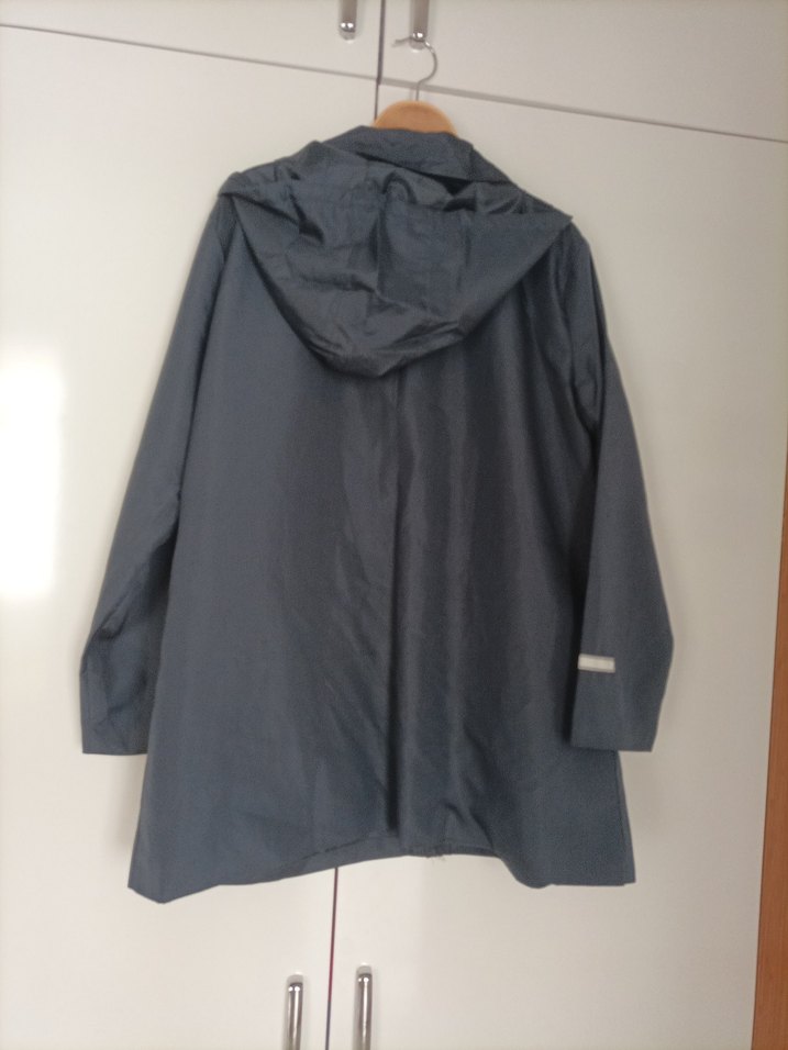 Düğmeli Gri Midi Kadın Ceket yağmurluk - Görsel 2