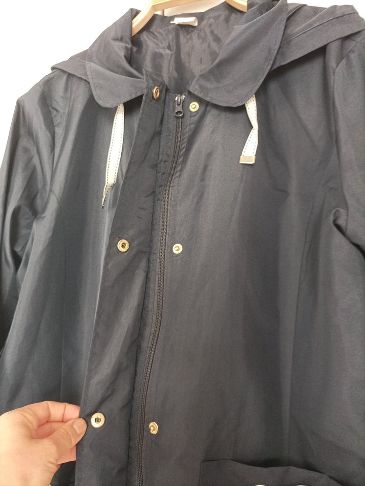Düğmeli Gri Midi Kadın Ceket yağmurluk - Görsel 4