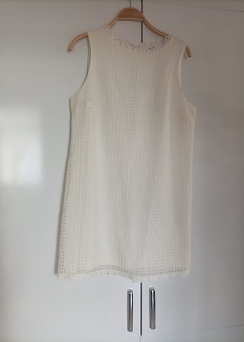 Dantel Detaylı Beyaz Midi Elbise - Görsel 2