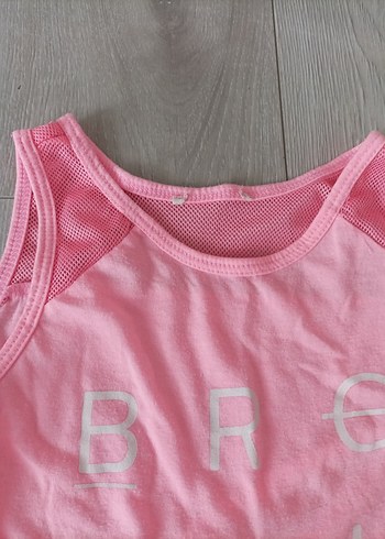 Kız Çocuk Pembe Baskılı Kolsuz Tişört - Görsel 2