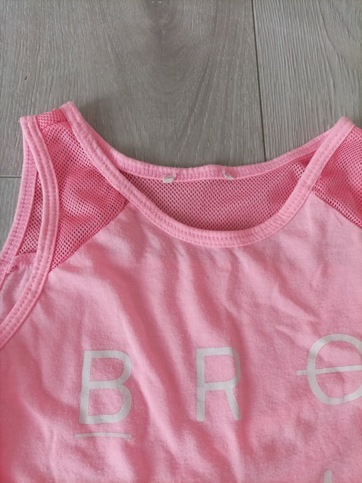 Kız Çocuk Pembe Baskılı Kolsuz Tişört - Görsel 2