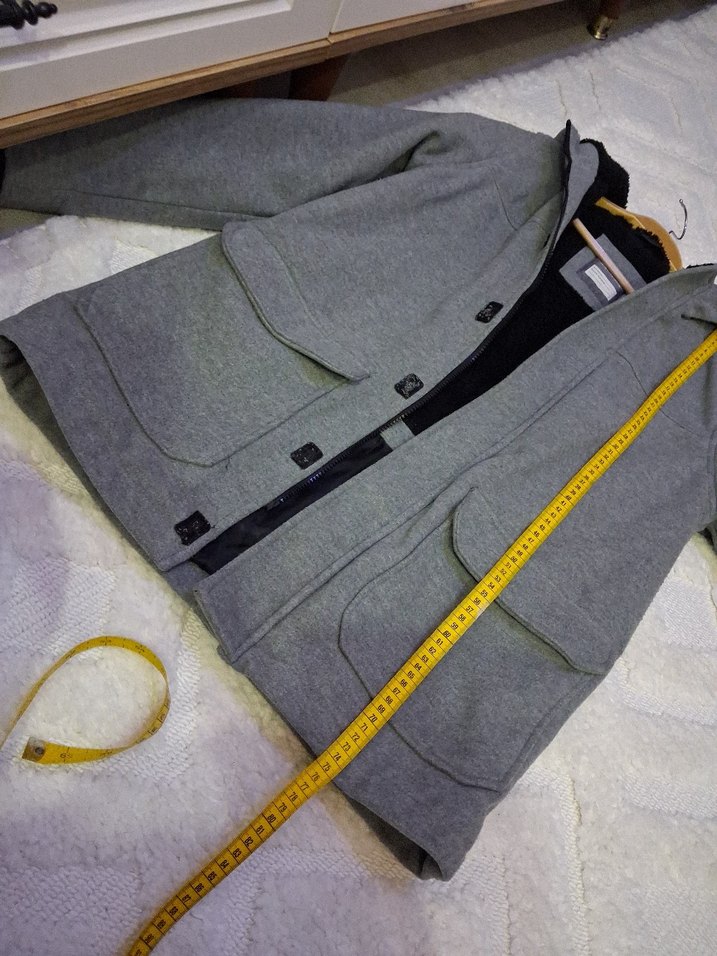 Gri Erkek Çocuk Düğmeli Kaban - Görsel 3