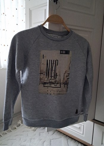 Gri Baskılı Erkek Çocuk Sweatshirt - Görsel 7