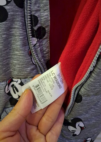 Gri Kapüşonlu Bebek Tulumu Mickey Desenli - Görsel 3