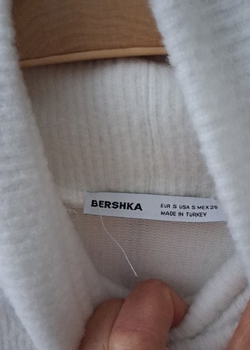 Beyaz Yüksek Yakalı Örgü Kadın Sweatshirt - Görsel 5