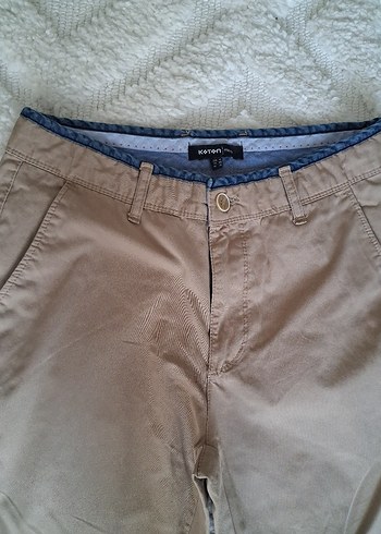 Bej Pamuklu Kemerli Erkek Pantolon - Görsel 2