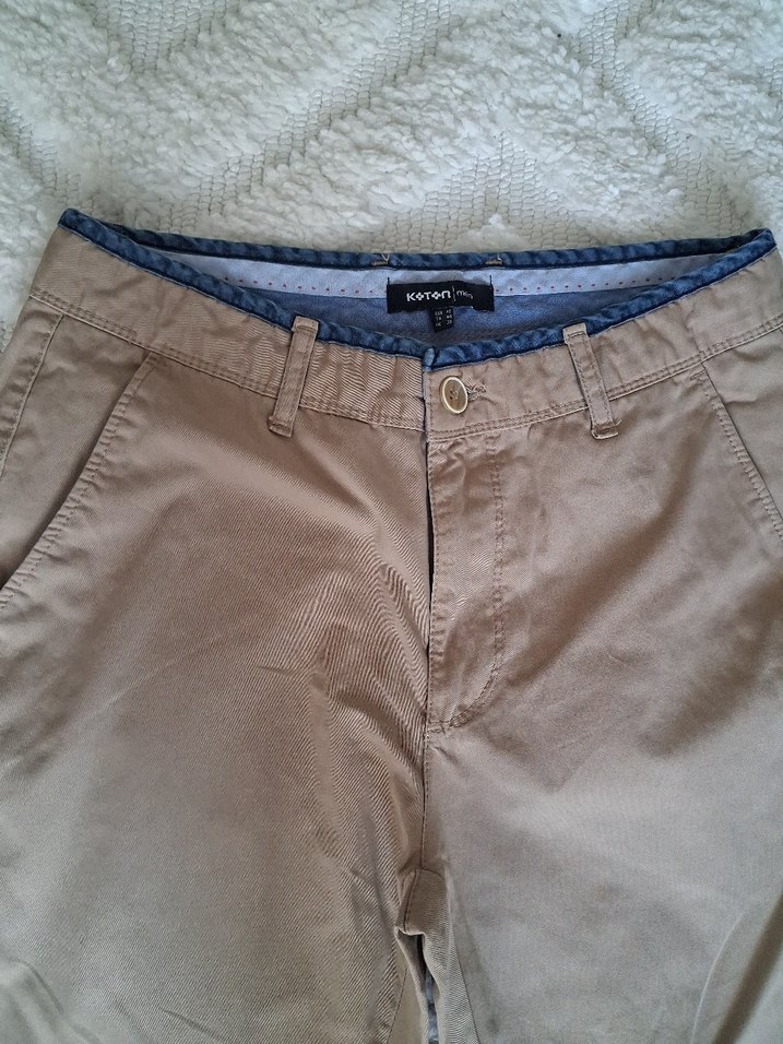 Bej Pamuklu Kemerli Erkek Pantolon - Görsel 2