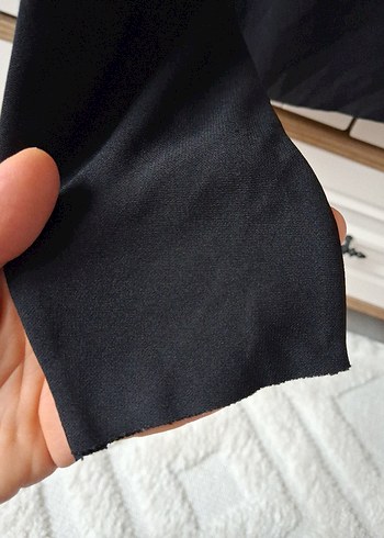 Siyah Kadın Uzun Kollu Keten Sweatshirt - Görsel 5